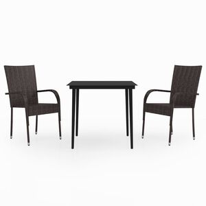 vidaXL 3 Piece Garden Dining Set Brown and Black