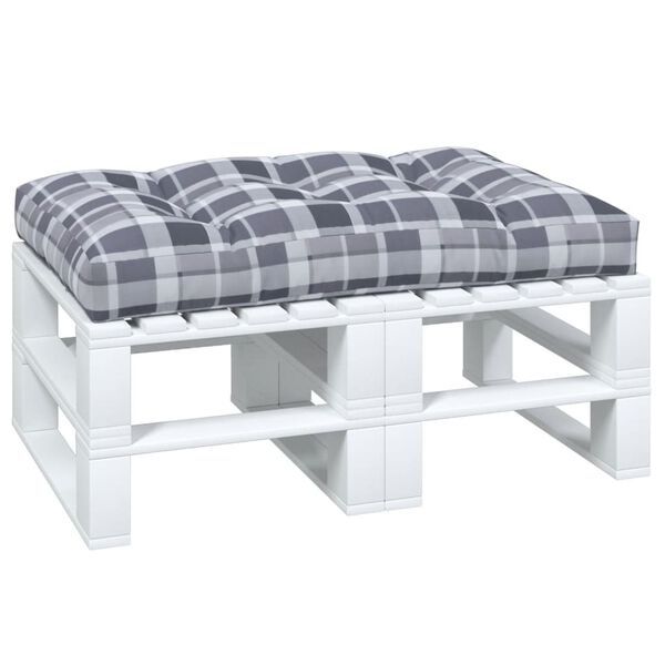 vidaXL Pallet Cushion Grey Check Pattern 120x80x12 cm Fabric