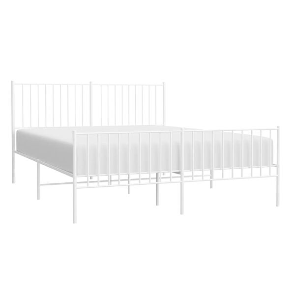 vidaXL Metal Bed Frame without Mattress with Footboard White 150x200cm