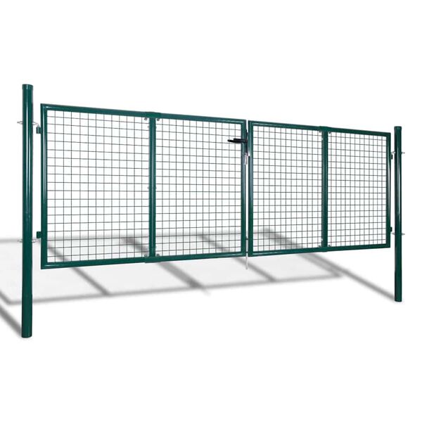 vidaXL Fence Gate Steel 300x100 cm Green