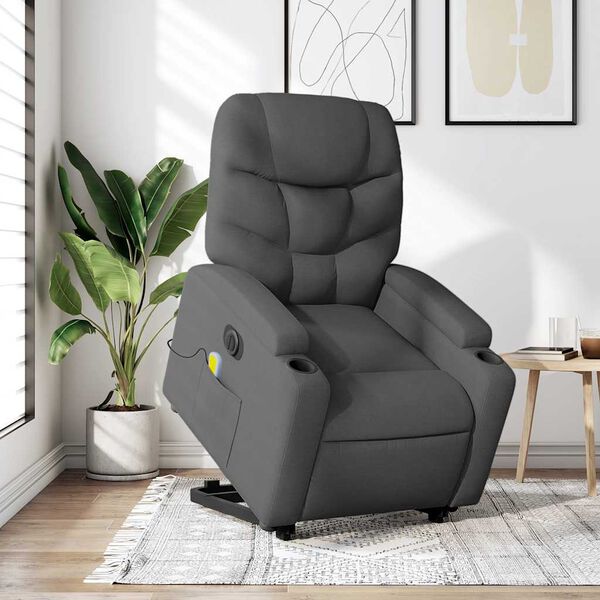 vidaXL Electric Stand up Massage Recliner Chair Dark Grey Fabric
