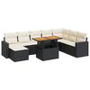 vidaXL 9 Piece Garden Sofa Set with Cushions Black Poly Rattan