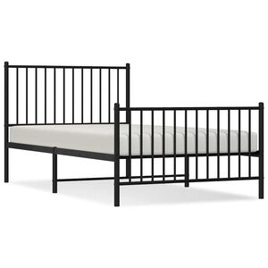 vidaXL Metal Bed Frame without Mattress with Footboard Black 100x190cm