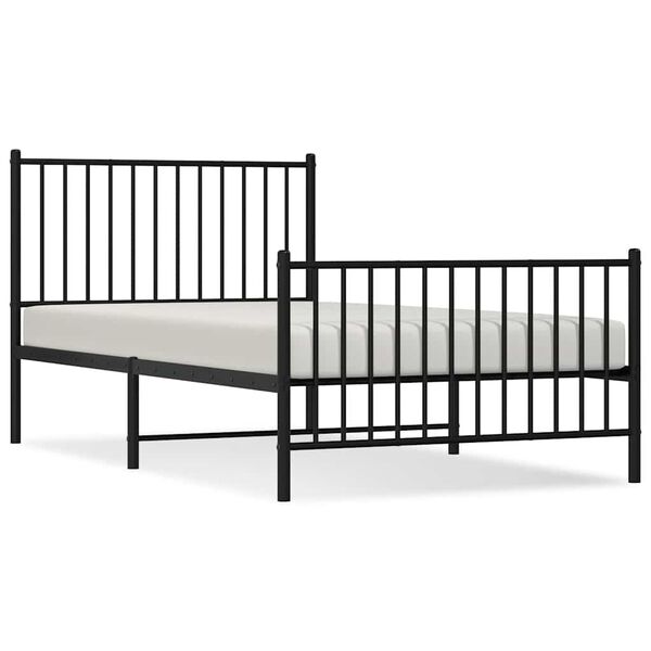 vidaXL Metal Bed Frame without Mattress with Footboard Black 100x190cm