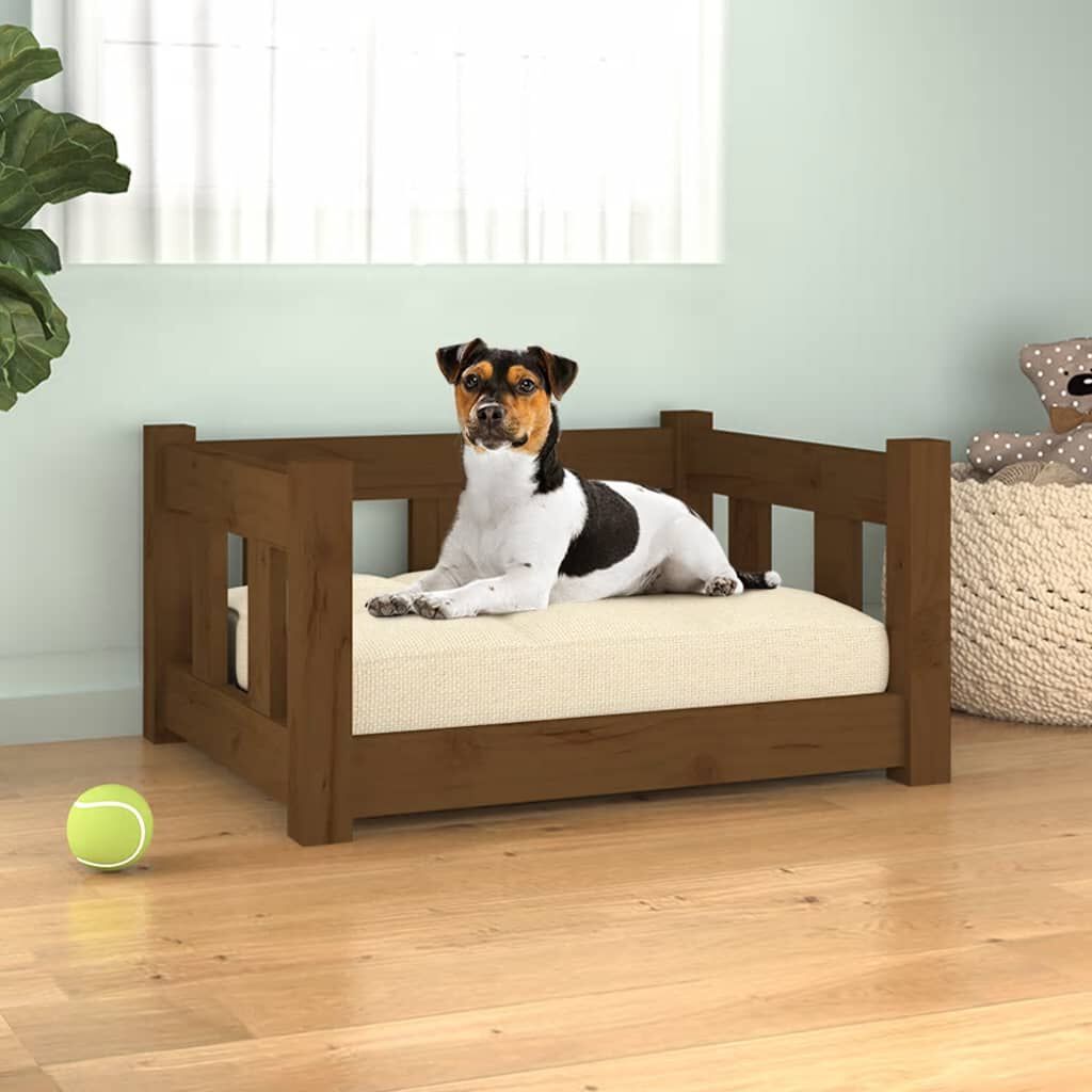 vidaXL Dog Bed Honey Brown 55.5x45.5x28 cm Solid Wood Pine