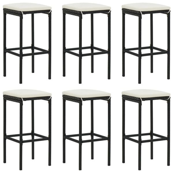 vidaXL 7 Piece Garden Bar Set with Cushions Black