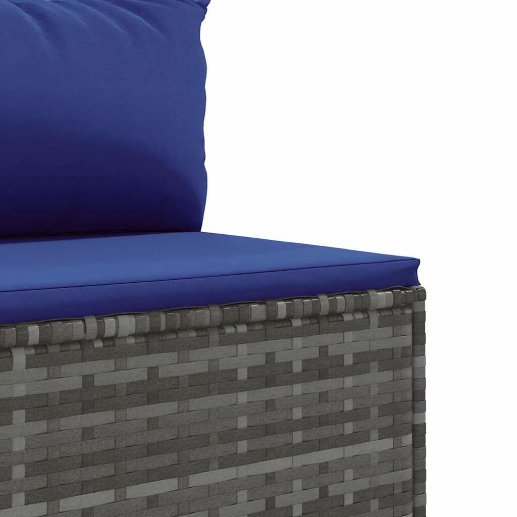 vidaXL 5 Piece Garden Lounge Set with Cushions Grey Poly Rattan