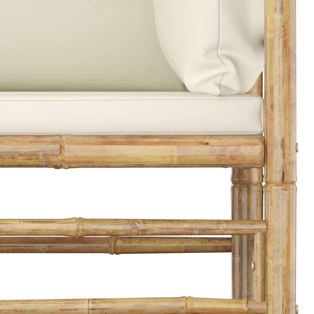 vidaXL 7 Piece Garden Lounge Set with Cream White Cushions Bamboo