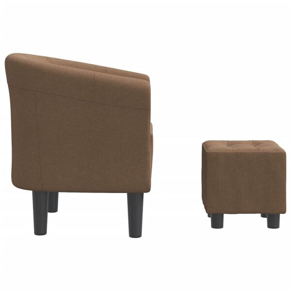 vidaXL Tub Chair with Footstool Brown Fabric
