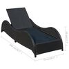 vidaXL Sun Lounger with Cushion Poly Rattan Black
