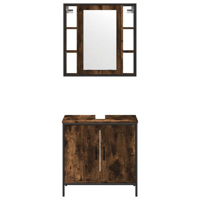 vidaXL 2 Piece Bathroom Furniture Set Smoked Oak Engineered Wood