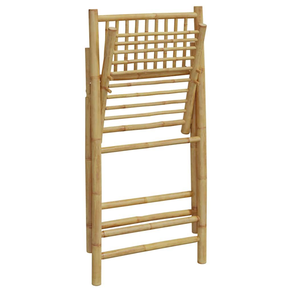 vidaXL 2 Piece Folding Bistro Chairs with Cream White Cushions Bamboo