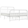 vidaXL Metal Bed Frame without Mattress with Footboard White 150x200cm