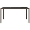 vidaXL Garden Table 150x90x75 cm Tempered Glass and Poly Rattan Brown