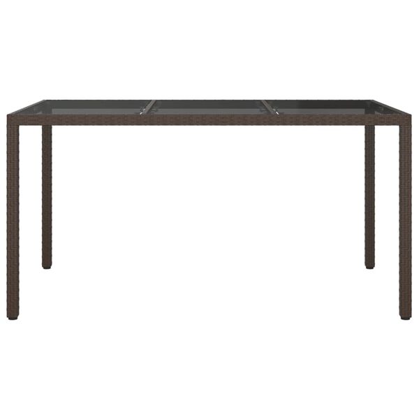 vidaXL Garden Table 150x90x75 cm Tempered Glass and Poly Rattan Brown