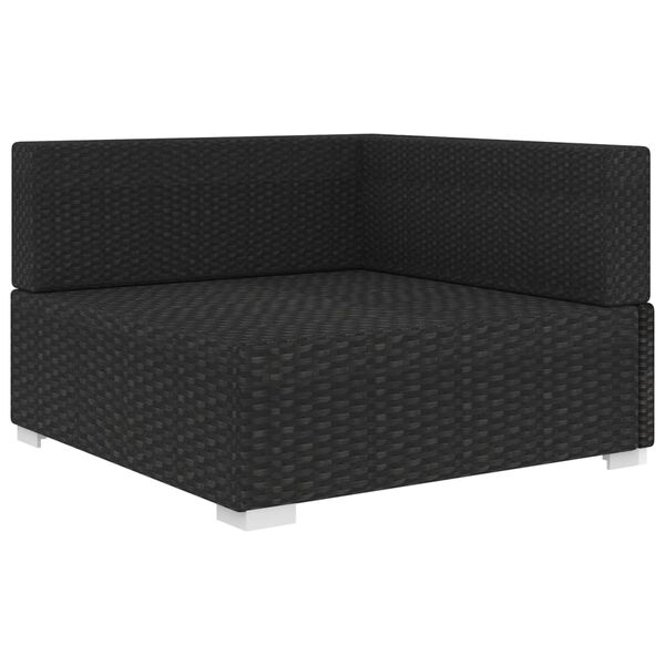 vidaXL Sectional Corner Chair with Cushions Poly Rattan Black