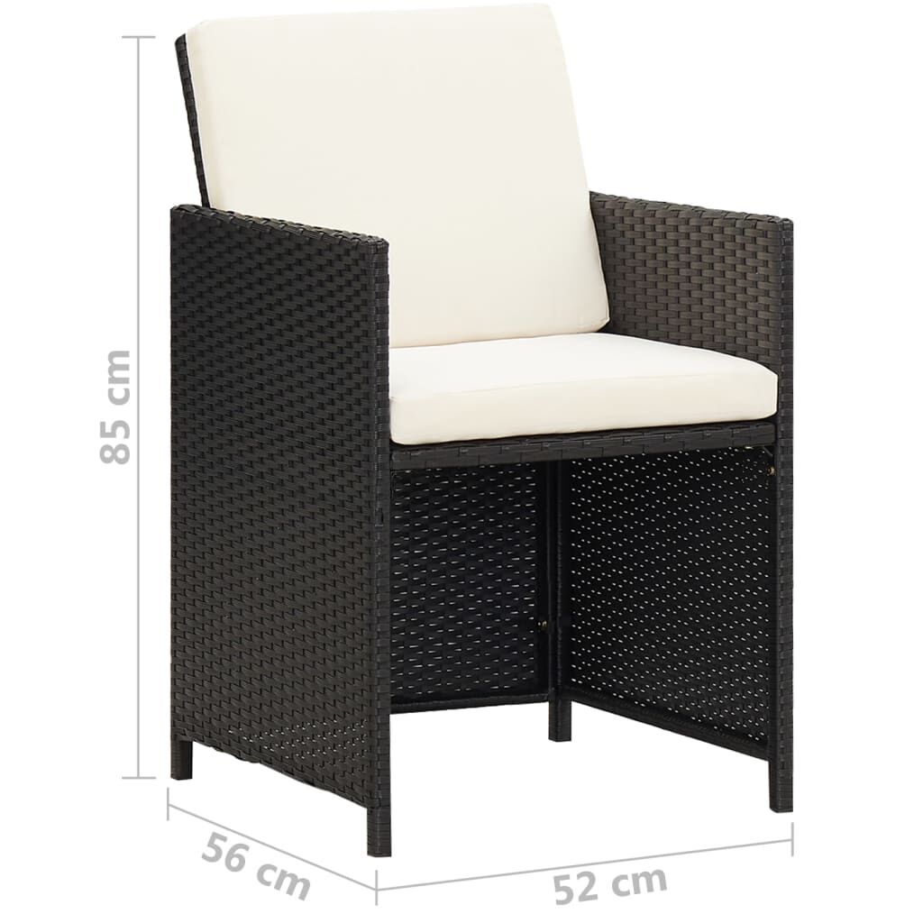 vidaXL Garden Chairs 2 pcs with Cushions and Pillows Poly Rattan Black