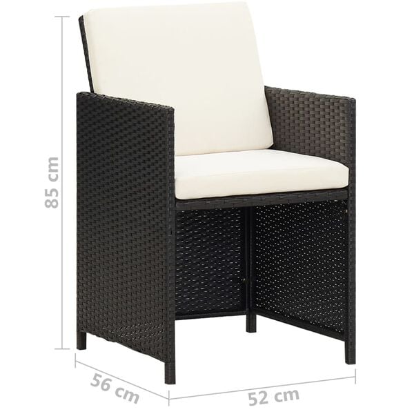 vidaXL Garden Chairs 2 pcs with Cushions and Pillows Poly Rattan Black