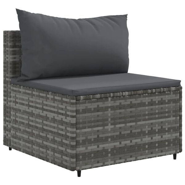 vidaXL 5 Piece Garden Lounge Set with Cushions Grey Poly Rattan