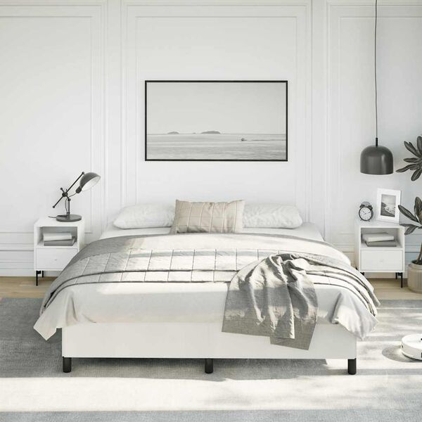 vidaXL Bed Frame without Mattress White California King Faux Leather