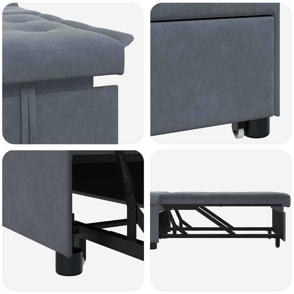 vidaXL Sofa Bed Dark grey 67 x 194 x 38 cm Velvet