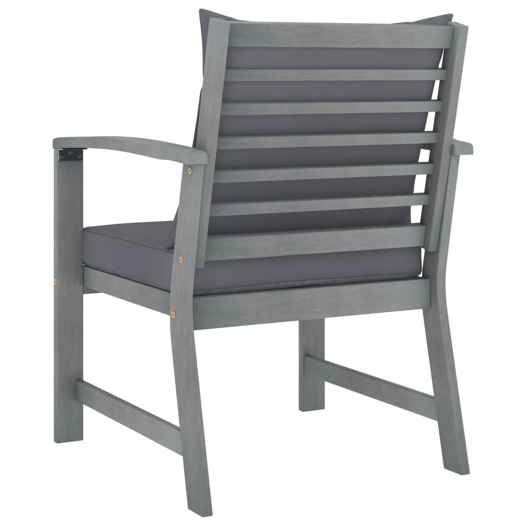 vidaXL Garden Chairs 2 pcs with Dark Grey Cushions Solid Acacia Wood