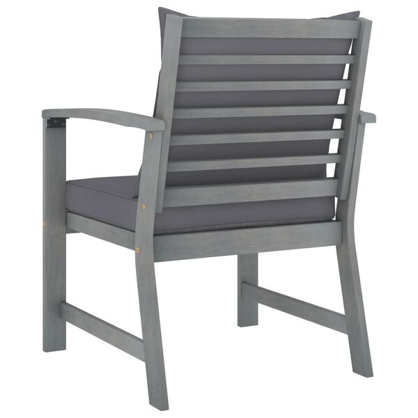 vidaXL Garden Chairs 2 pcs with Dark Grey Cushions Solid Acacia Wood