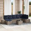 vidaXL Garden Sofa Set with Cushion 8 pcs Grey Poly Rattan
