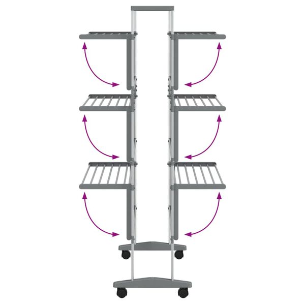 vidaXL Laundry Drying Rack with Wheels 89x64x129 cm Aluminium