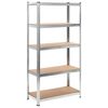 vidaXL 5-Layer Heavy-duty Shelves 5 pcs Silver Steel&Engineered Wood