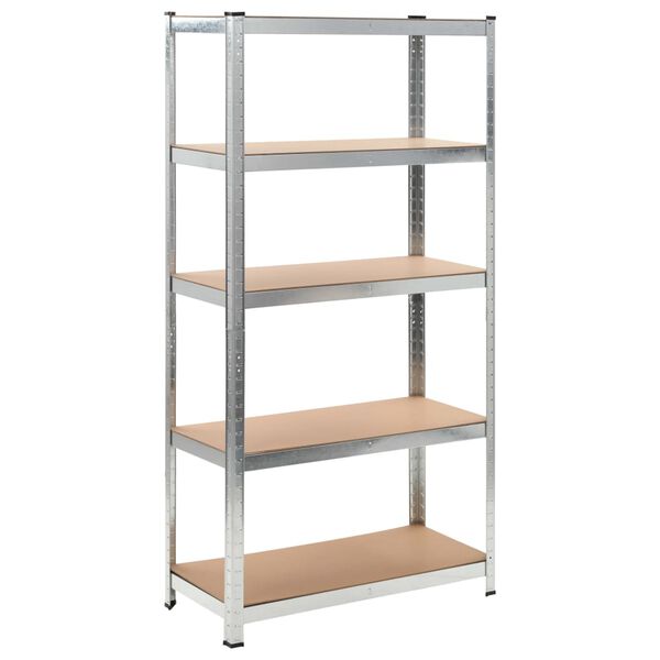 vidaXL 5-Layer Heavy-duty Shelves 5 pcs Silver Steel&Engineered Wood