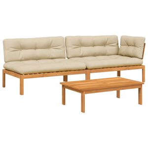 vidaXL 3 Piece Garden Pallet Sofa Set with Cushions Solid Wood Acacia