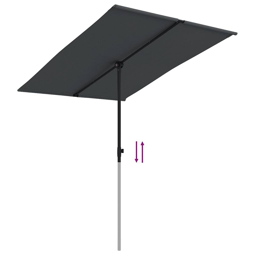 vidaXL Garden Parasol with Aluminium Pole 2x1.5 m Black
