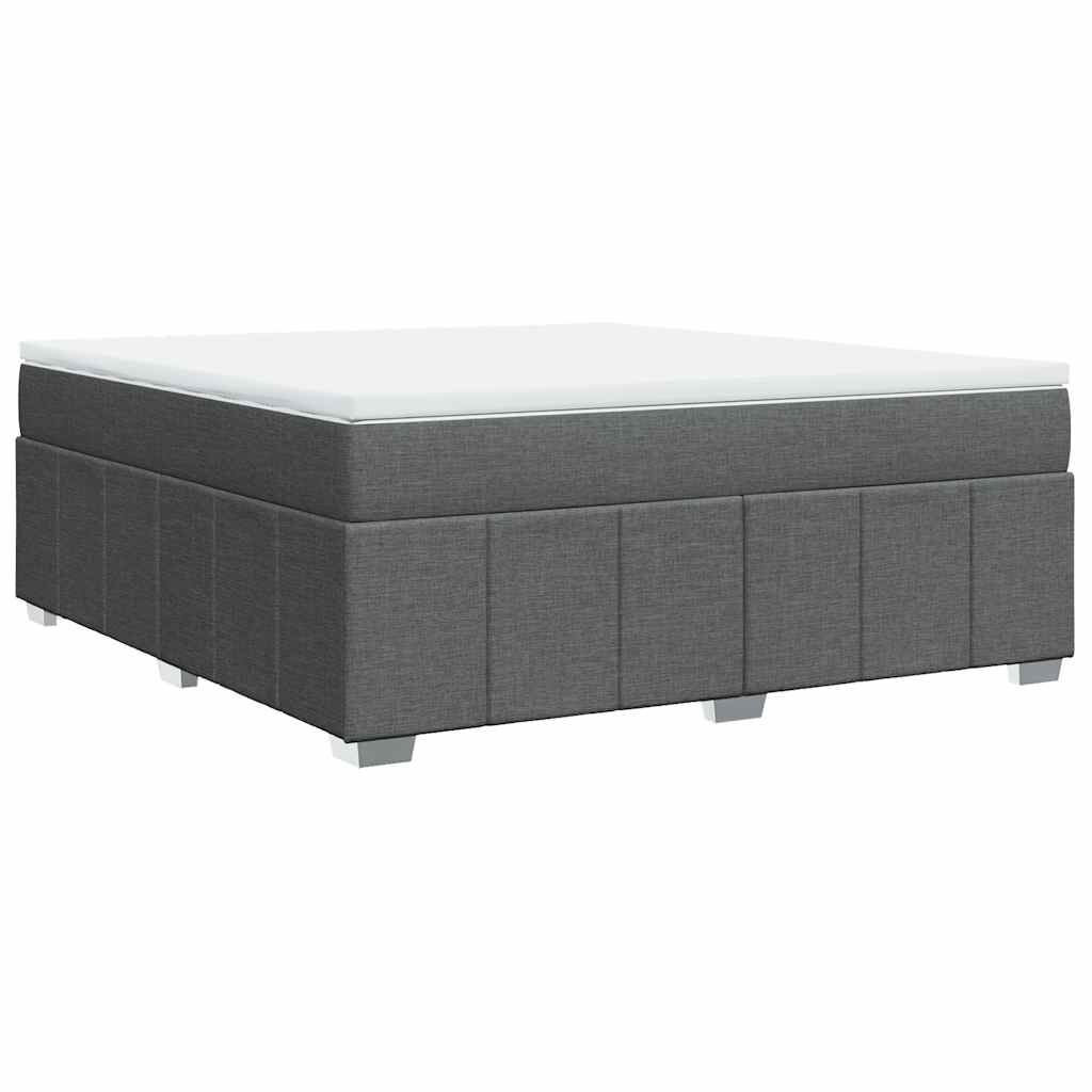 vidaXL Box Spring Bed with Mattress Dark Grey California King Fabric