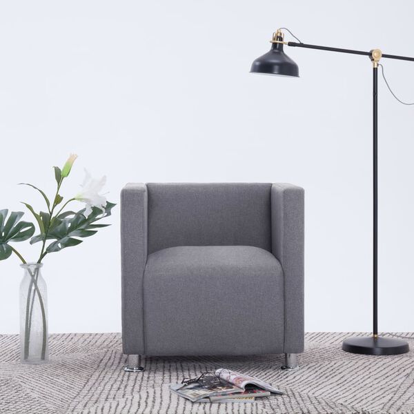 vidaXL Cube Armchair Light Gray Fabric