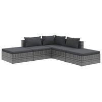 vidaXL 5 Piece Garden Lounge Set with Cushions Poly Rattan Grey