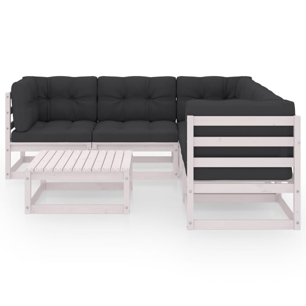 vidaXL 6 Piece Garden Lounge Set with Cushions Solid Pinewood