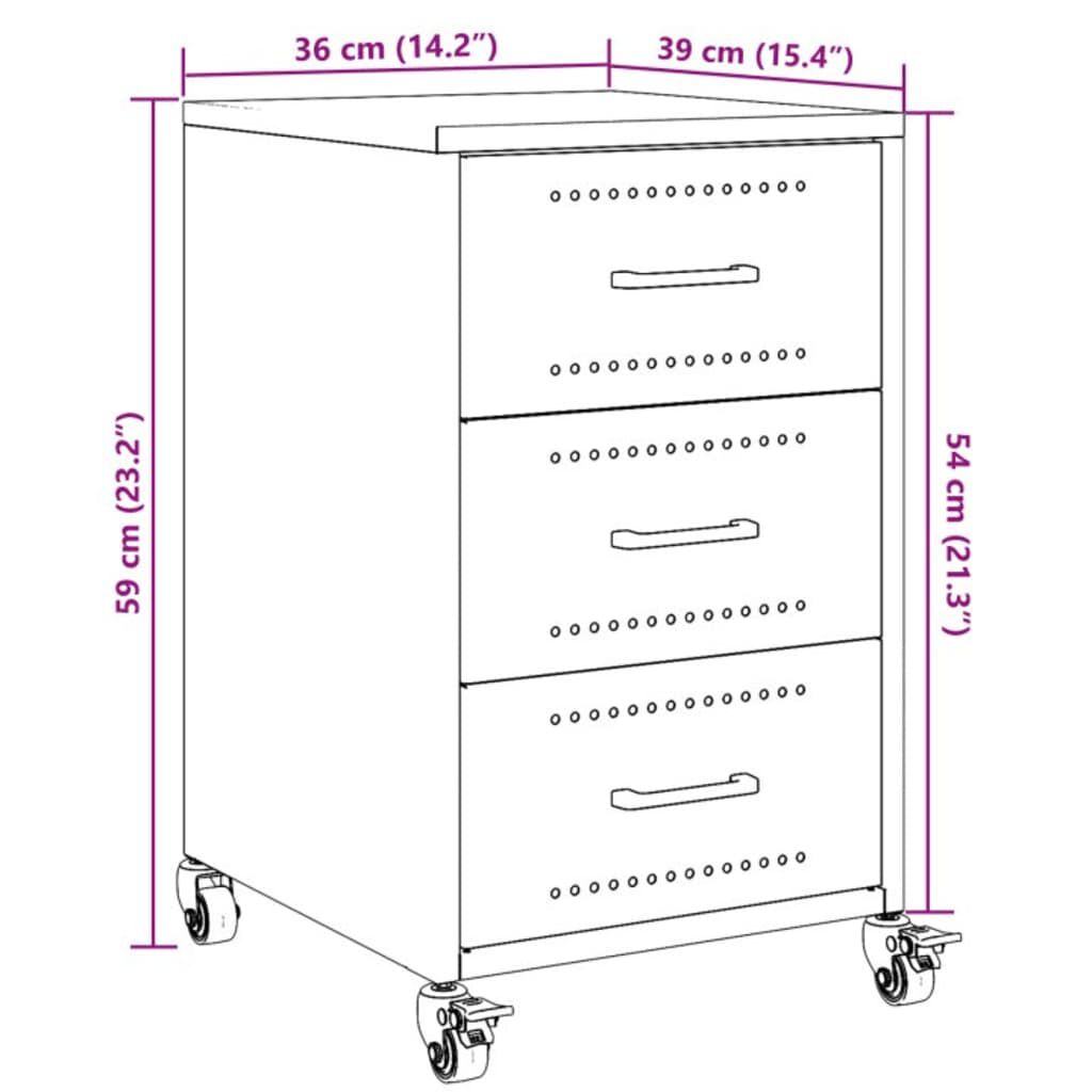 vidaXL Bedside Cabinet Black 36x39x59 cm Steel