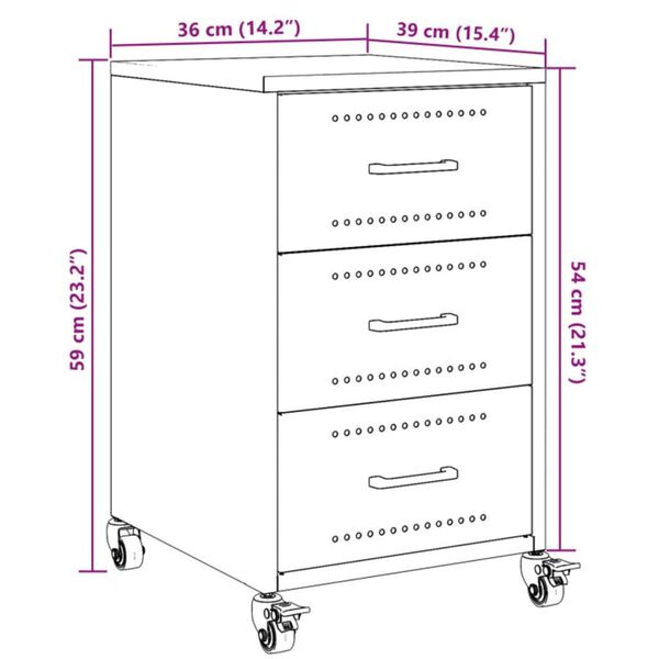vidaXL Bedside Cabinet Black 36x39x59 cm Steel