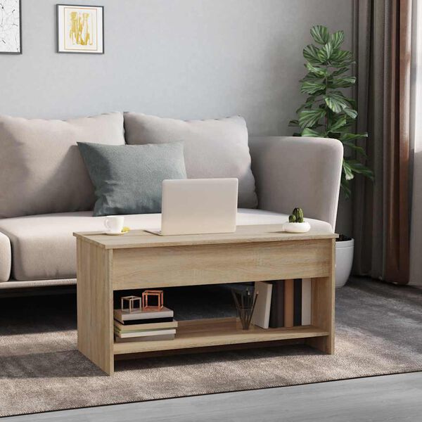 vidaXL Coffee Table Sonoma Oak 102x50x52,5 cm Engineered Wood