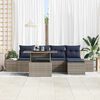 vidaXL Garden Sofa Set 6 pcs Grey and Navy Blue Poly Rattan