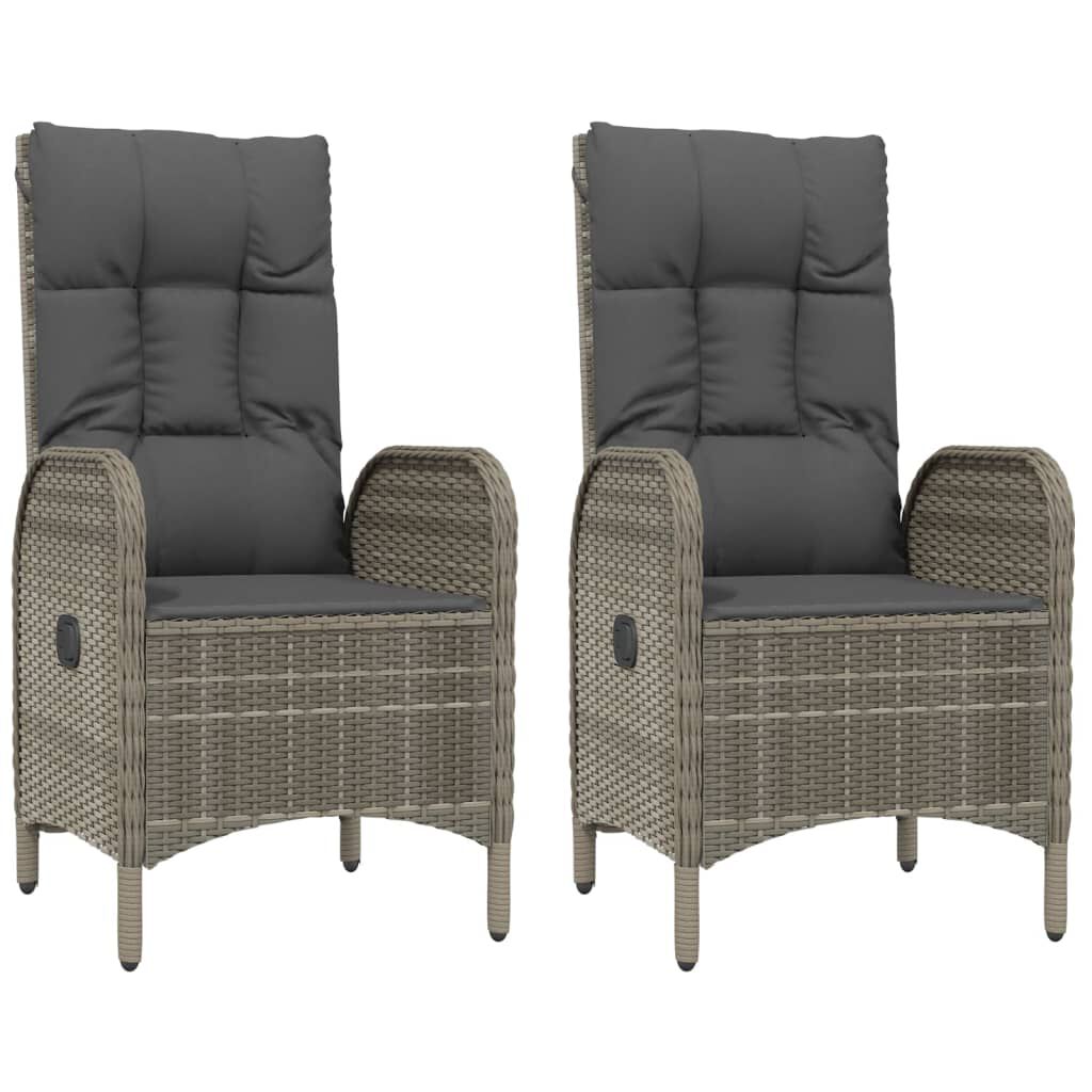 vidaXL 3 Piece Garden Dining Set with Cushions Black and Grey Poly Rattan