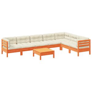 vidaXL 8 Piece Garden Sofa Set with Cushions Wax Brown Solid Wood Pine