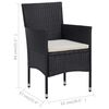 vidaXL 3 Piece Garden Bistro Set Poly Rattan and Tempered Glass Black
