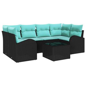vidaXL Garden Sofa Set Black 55 x 55 x 37 cm Poly Rattan