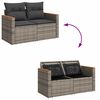 vidaXL Garden Sofa with Cushions 2-Seater Grey Poly Rattan