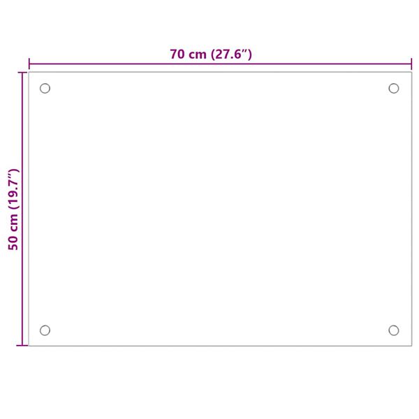 vidaXL Kitchen Backsplash Black 70 x 50 cm Tempered Glass