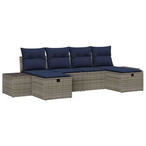 vidaXL Garden Sofa Set with Cushion 6 pcs Grey Poly rattan