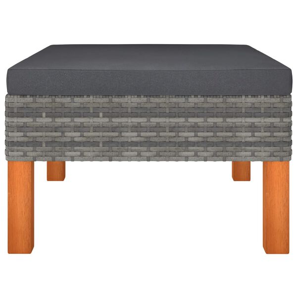 vidaXL 8 Piece Garden Lounge Set Poly Rattan and Eucalyptus Wood Grey