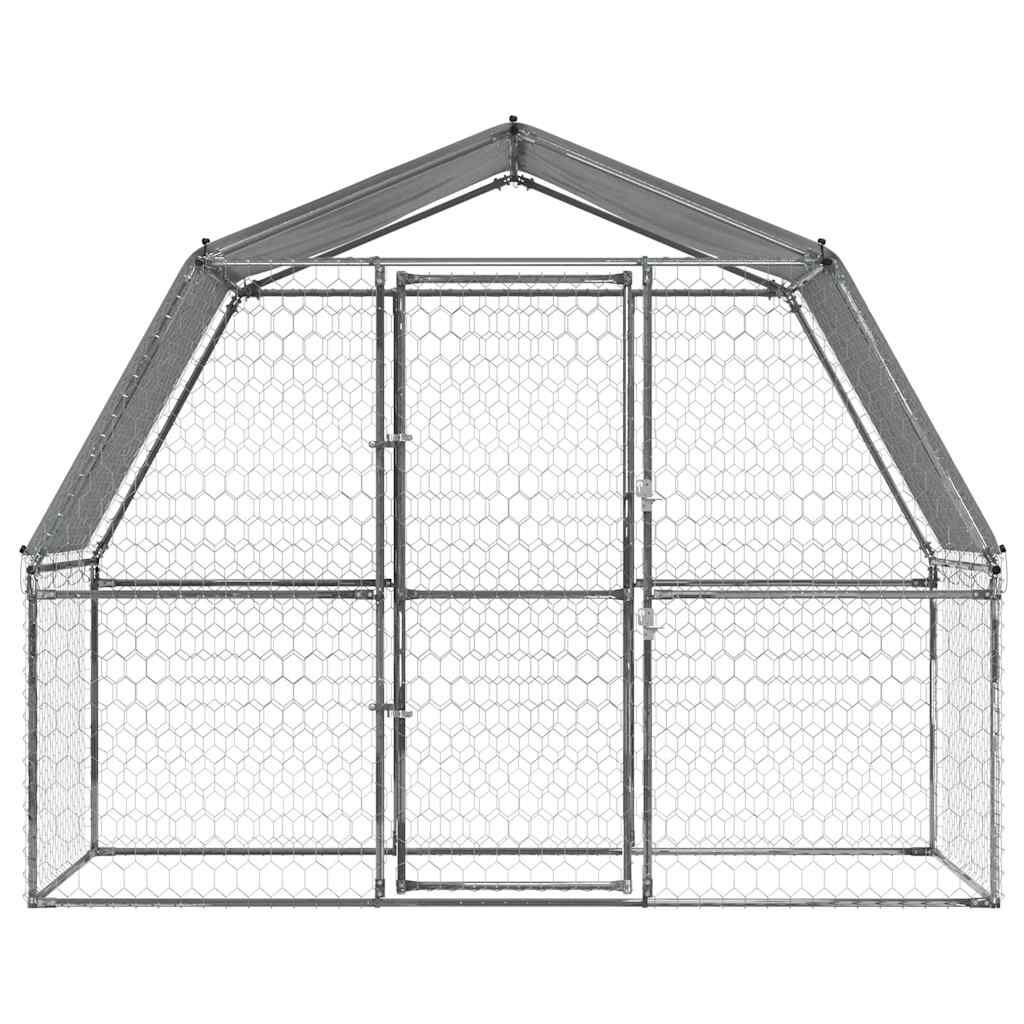 vidaXL Dog Cage with Roof and Door Silver Galvanised Steel